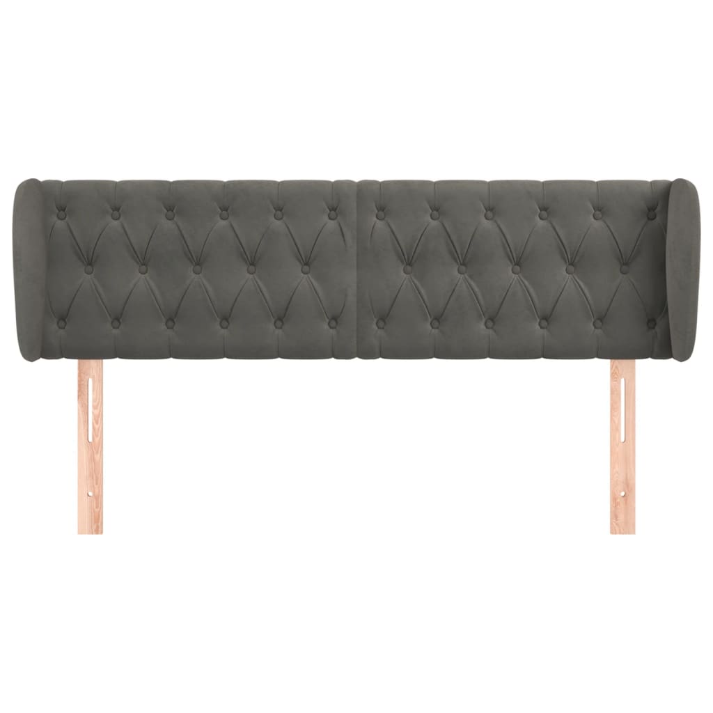 Kopfteil mit Ohren Dunkelgrau 163x23x78/88 cm Samt